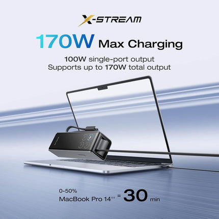 EcoFlow Charge Powerbank RAPID 25000mAh 170W + 100W Built-In & Retractable Cable Black