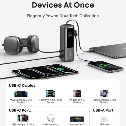 Anker Mobile Powerbank 25000 Prime 165W Built-In and Retractable Cables