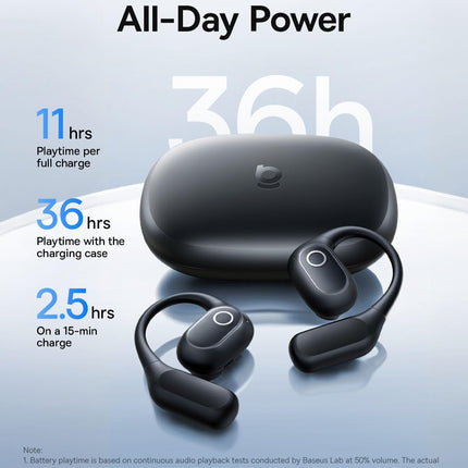 Baseus Headphones Open Ear Sports Earphones IPX5 ELI2i FIT Black