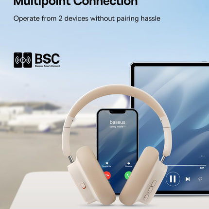 Baseus Wireless Headphones Over Ear ANC Bowie H1i White