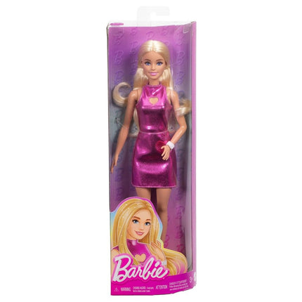 Mattel Barbie Fashionistas 230 Κούκλα με Μεταλλικό Ροζ Φόρεμα & Σχέδιο Καρδιάς HYT88, 3+ Ετών
