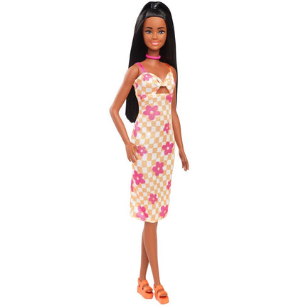 Mattel Barbie Fashionistas 233 Κούκλα με Ροζ-Πορτοκαλί Φλοράλ Φόρεμα HYT91, 3+ Ετών