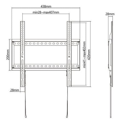 Brateck TV Mount 40×40 Fixed LP72-44F