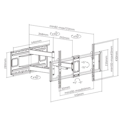 Brateck TV Ceiling Mount 40×40 50kg 56-91cm PLB-CE944-01S