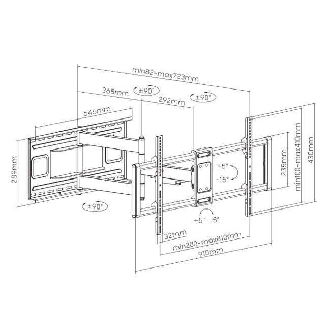 Brateck TV Ceiling Mount 40×40 50kg 56-91cm PLB-CE944-01S