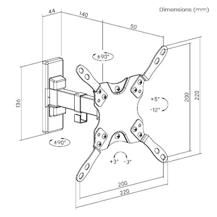 Brateck TV Mount 20×20 Turn 1-Arm LDA21-221