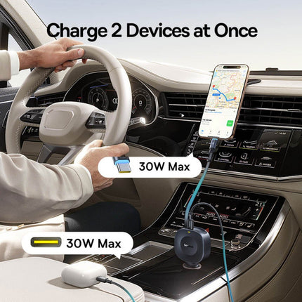 Baseus Car Charger 30W VR2 with Retractable Cable Black