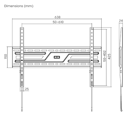 Brateck TV Mount 60×40 Fixed 75kg KL38-46F