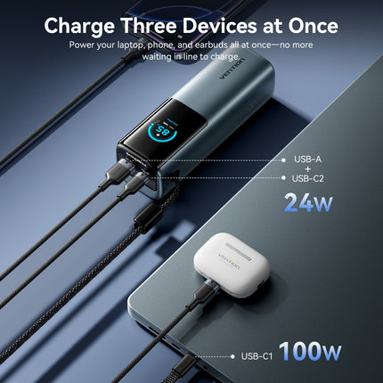 Vention Powerbank 20000mAh 165W 3xUSBC+USBA TFT Display +100W Cable FKFH0