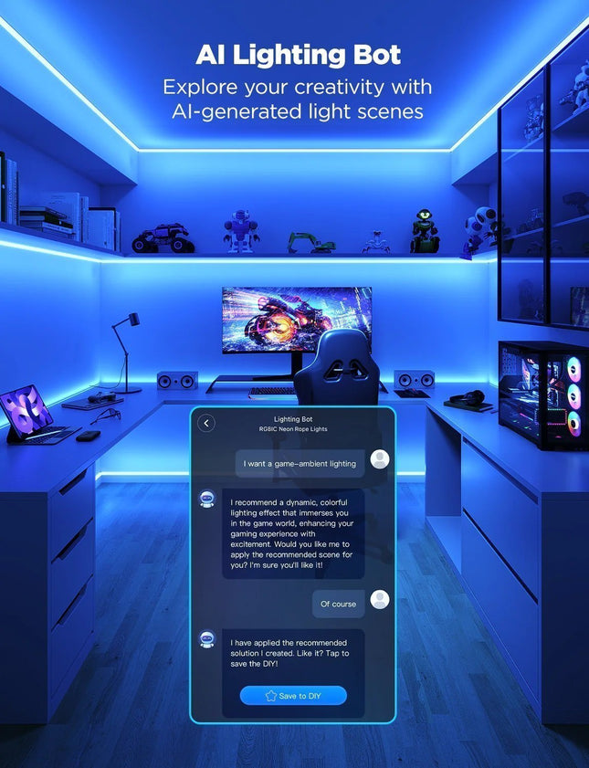 Govee Gaming Wall Neon Rope Light 5m (Wall Lining)