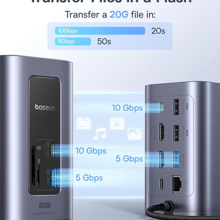 Baseus IT USB Hub 12-in-1 2xUSB-C/2x4KHDMI/2xUSB-C/3xUSB-A/RJ45/SD/PD100W