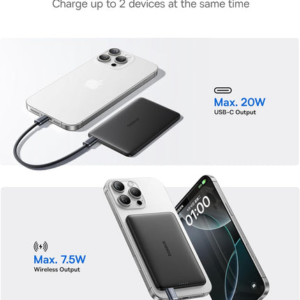 Baseus Powerbank Wireless 20W 5000mAh Magnetic PicoGo AM41 Ultra Black