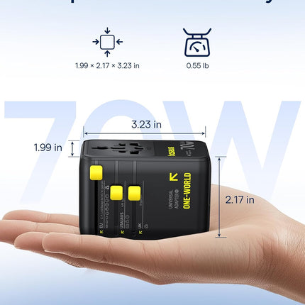 Baseus Charger Wall 70W EnerCore CG11 Universal Travel Adapter with Retractable Cable s Black