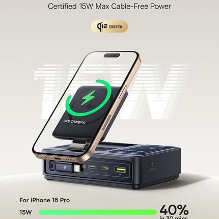 Baseus Charger Desktop 140W Qi2 3C+U NOMOS 5-in-1 Wireless+Retractable+Display UK