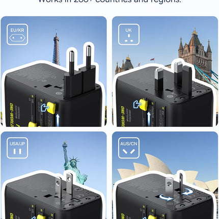 Baseus Charger Wall 70W EnerCore CG11 Universal Travel Adapter with Retractable Cable s Black