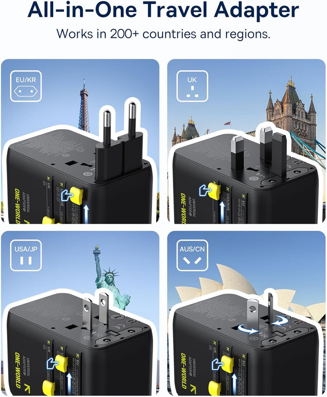 Baseus Charger Wall 70W EnerCore CG11 Universal Travel Adapter with Retractable Cable s Black