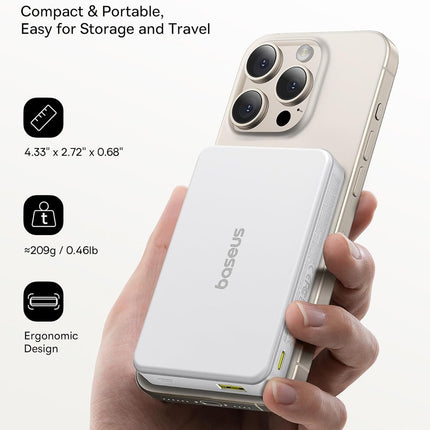 Baseus Powerbank Wireless 22.5W 10000mAh 15W Qi2 Airpow  White