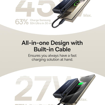 Baseus Powerbank Wireless 45W 10000mAh NOMOS Qi2-Stand Black