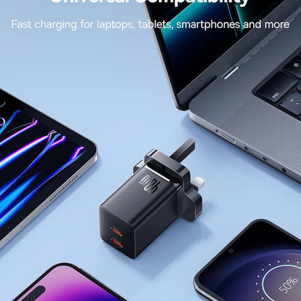 Baseus Charger Wall 40W USB-Cx2 UK MINI GaN5 Black