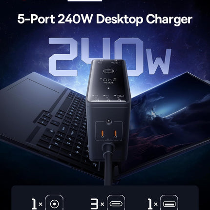 Baseus Charger Desktop 240W 3C+U+DC EU incl Charging Cable 240W 1.0m