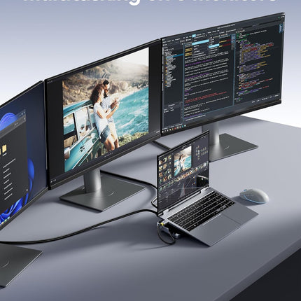 Baseus IT USB Hub 12-in-1 Laptop Docking Station 2xUSB-C/2x4KHDMI/1x4KDP/2xUSBC/3xUSB-A/SD/RJ45/PD100W
