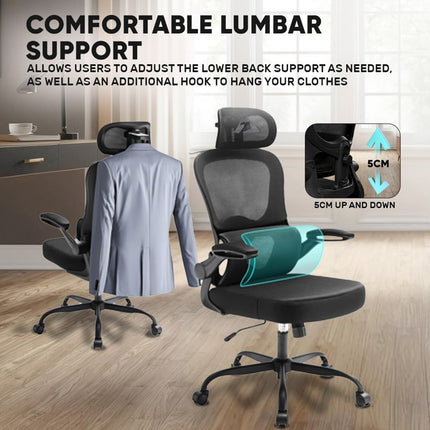 Armaggeddon VERTEBRAE V3 Καρέκλα Γραφείου Mesh με 3D Headrest & Ρυθμιζόμενη Οσφυϊκή Στήριξη, Μαύρη