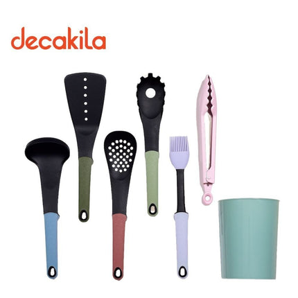 DECAKILA Σετ 7 Αντικολλητικών Εργαλείων Κουζίνας με Βάση Αποθήκευσης KMTT046B