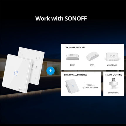 Sonoff Smart Home Ασύρματος Διακόπτης Τοίχου RF 433MHz 80065 1 Τεμάχιο Λευκό