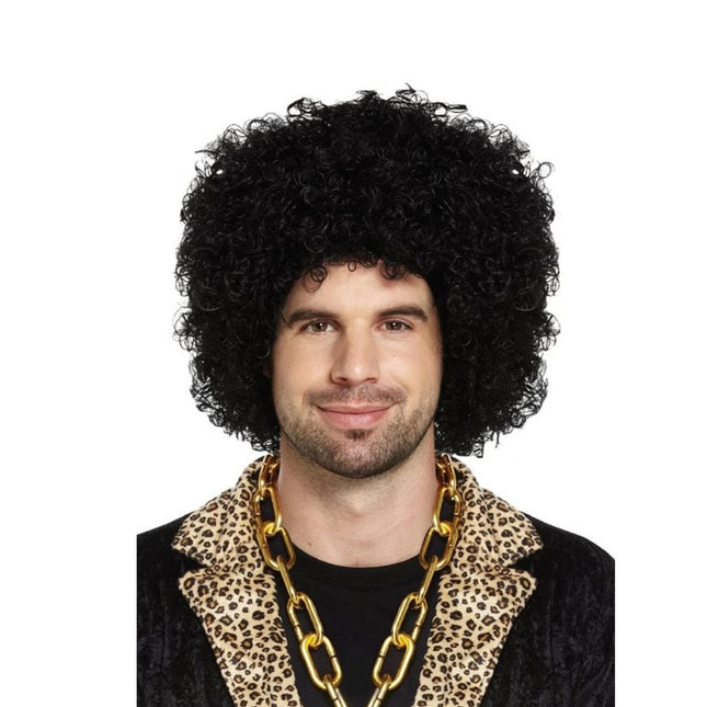 Αποκριάτικη Afro Περούκα με Human Blend Υφή 120g Μαύρο