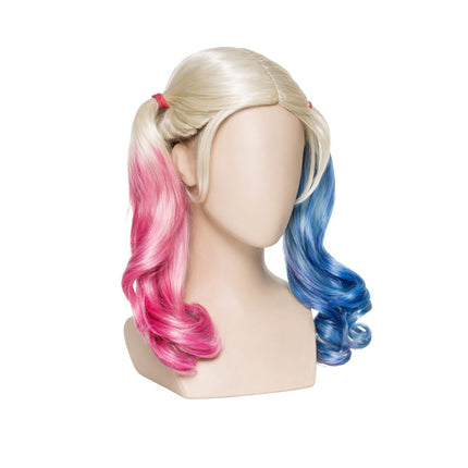Αποκριάτικη Περούκα Harley Quinn Inspired με Δίχρωμες Κοτσίδες 180g