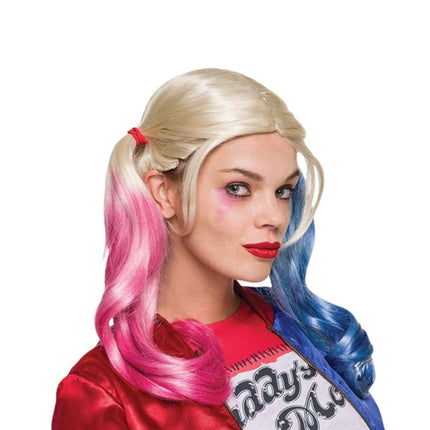 Αποκριάτικη Περούκα Harley Quinn Inspired με Δίχρωμες Κοτσίδες 180g