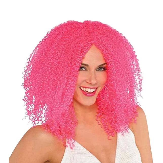 Αποκριάτικη Περούκα με Μπούκλες Ροζ