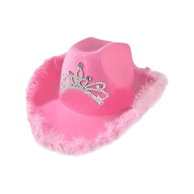 Αποκριάτικο Καπέλο Cowboy Bridal με Τιάρα και Φτερά 1 Τεμάχιο