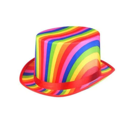 Αποκριάτικο Ψηλό Καπέλο με Πολύχρωμο Σχέδιο Rainbow