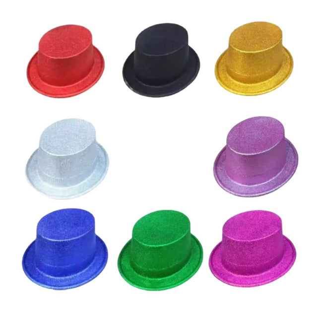 Αποκριάτικο Ψηλό Καπέλο με Glitter 1 Τεμάχιο