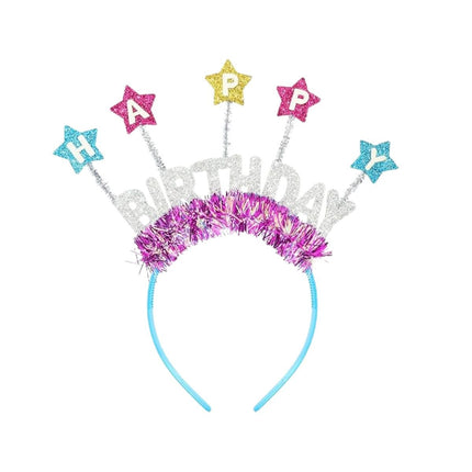 Αποκριάτικη Στέκα Κεφαλής Happy Birthday με Glitter Διακόσμηση 1 Τεμάχιο