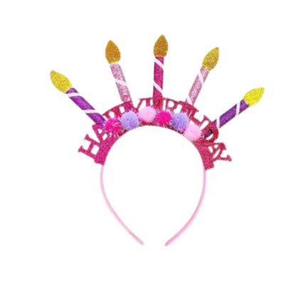 Αποκριάτικη Στέκα Κεφαλής Happy Birthday με Glitter Διακόσμηση 1 Τεμάχιο