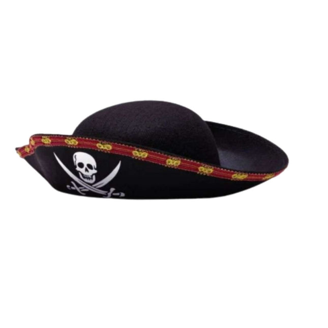 Αποκριάτικο Τρίκοχο Καπέλο Πειρατή με Σχέδιο Νεκροκεφαλή και Σπαθιά