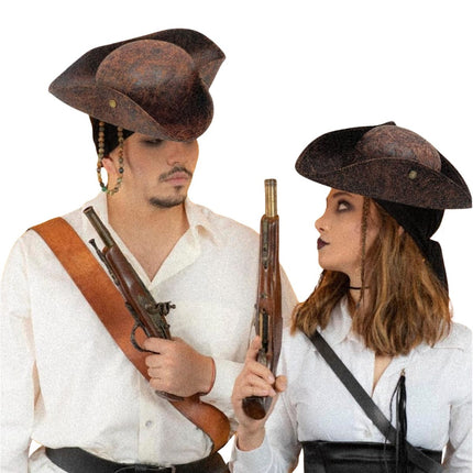 Jack Sparrow Αποκριάτικο Τρίκοχο Καπέλο με Vintage Όψη