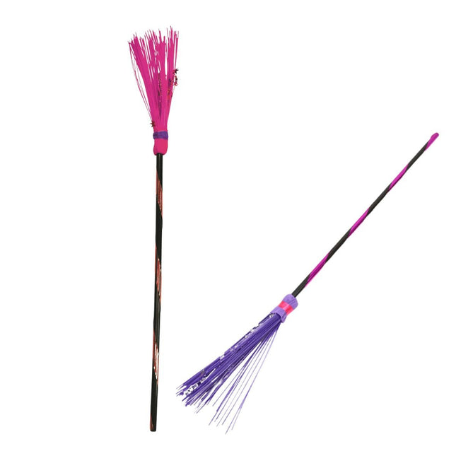 Αποκριάτικη Σκούπα Μάγισσας 85cm με Πολύχρωμες Λεπτομέρειες 1 Τεμάχιο