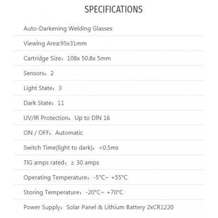TOTAL Auto-Darkening Welding Goggle 95 X 31mm (TSP9401)