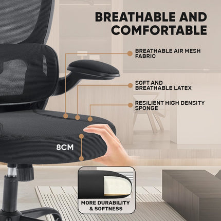 Armaggeddon VERTEBRAE V3 Καρέκλα Γραφείου Mesh με 3D Headrest & Ρυθμιζόμενη Οσφυϊκή Στήριξη, Μαύρη