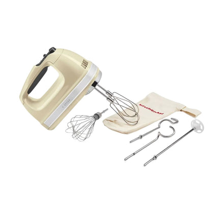 KitchenAid Μίξερ Χειρός 85W 9 Ταχυτήτων με Απαλή Εκκίνηση και Αξεσουάρ από Ανοξείδωτο Ατσάλι 5KHM9212BAC Almond Cream