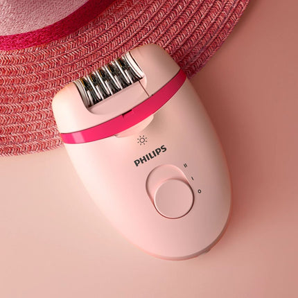 PHILIPS Αδιάβροχη Αποτριχωτική Mηχανή 2 Ταχυτήτων με 7 Αξεσουαρ και Θήκη σε Ροζ