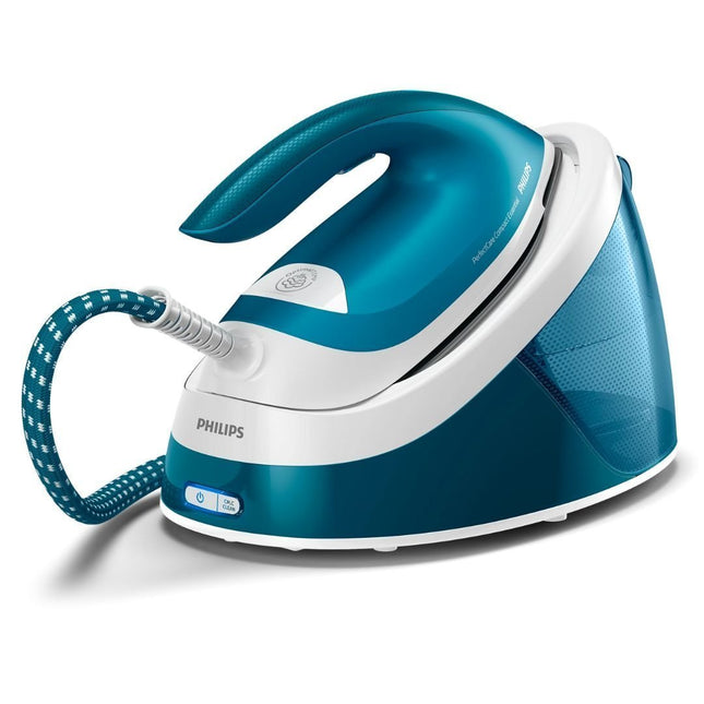 PHILIPS STEAM.S PerfectCare Compact Essential Σύστημα Σιδερώματος 6B 2400W 1.3L με Δυνατό Σπρώξιμο Ατμού και Ανθεκτική Κεραμική Πλάκα Χρώμα Λευκό Μπλε GC6815/20