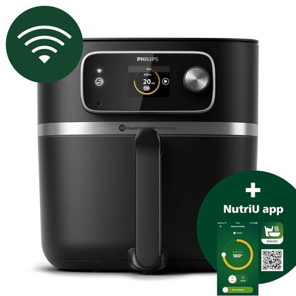 PHILIPS Combi Connected XXL Airfryer 2200W  με Αποσπώμενο Κάδο 8.3L, 22 Λειτουργίες Μαγειρέματος, Wi-Fi, HomeID & Τεχνολογία RapidAir HD9876/90