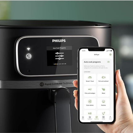 PHILIPS Combi Connected XXL Airfryer 2200W  με Αποσπώμενο Κάδο 8.3L, 22 Λειτουργίες Μαγειρέματος, Wi-Fi, HomeID & Τεχνολογία RapidAir HD9876/90