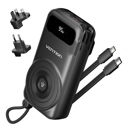 Vention Powerbank Wireless+Travel Charger 6in1 10000mAh Black FHXB0