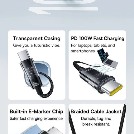 Baseus Cable USB-C to USB-C Gem Series 100W 1.0m Black