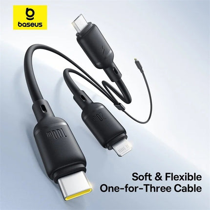 Baseus Cable 3in1 USB-C/Micro/Light to USB-C Silky One-for-Three 100W 1.5m Black